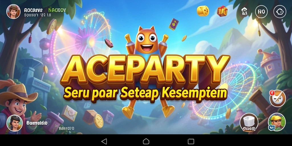 Screenshot menunjukkan gameplay seru di ACEPARTY dengan teman-teman.