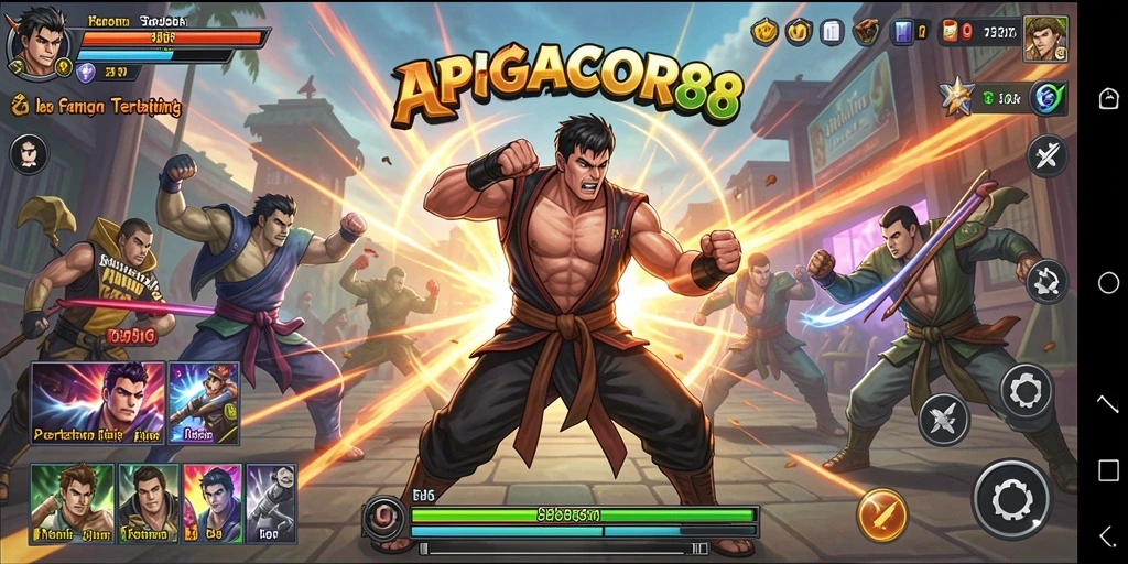Screenshot gameplay APIGACOR88 menampilkan aksi pertarungan yang mendebarkan.